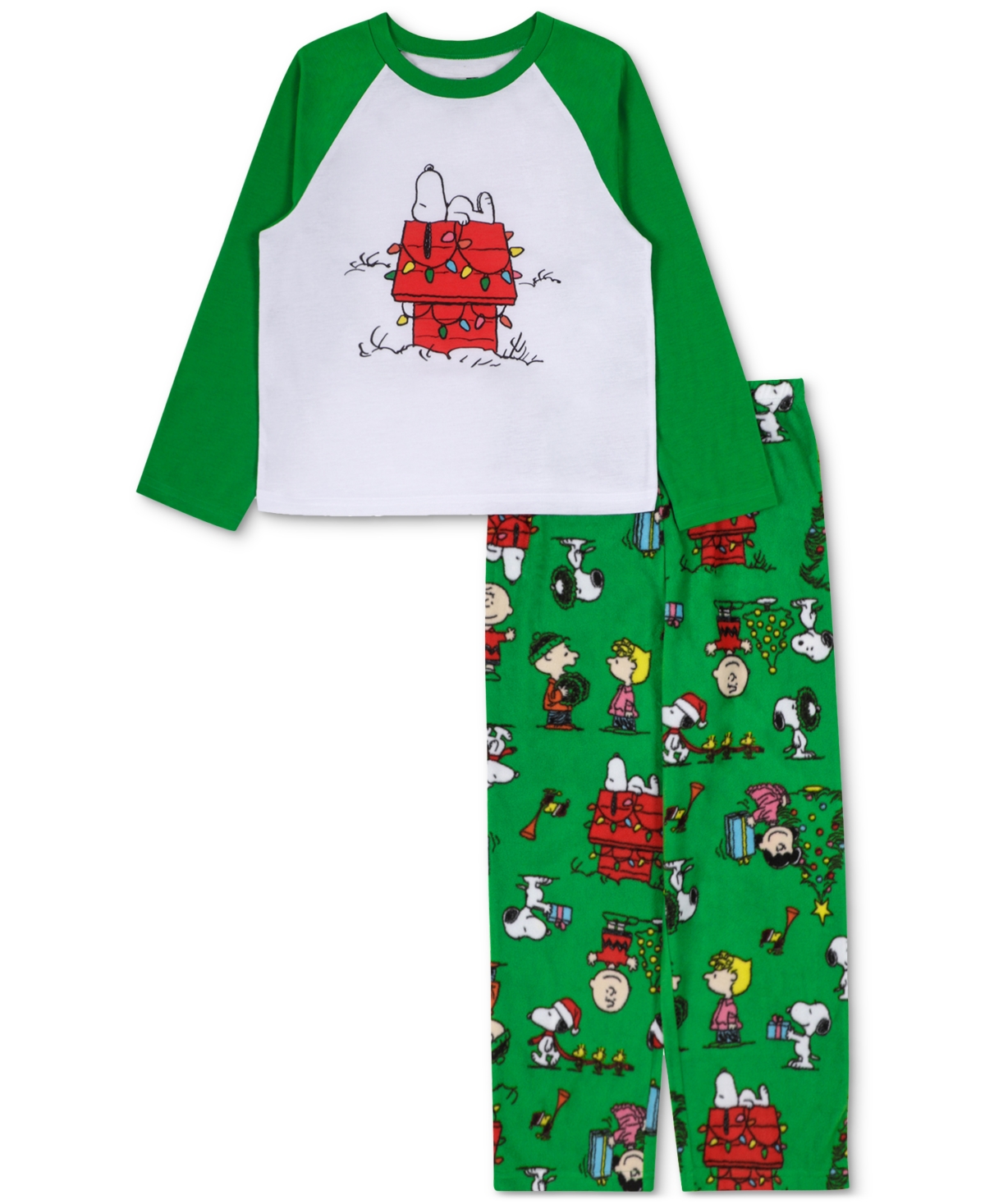 Briefly Stated Matching Toddler & Little Kids 2-pc. Peanuts Pajamas Set In Green