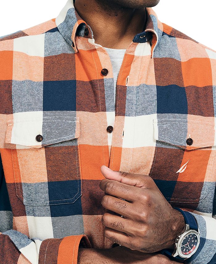 Nautica Men's Double Pocket Plaid Flannel Shirts Macy's