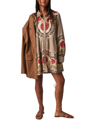 Women's Smell The Roses Printed Babydoll Mini Dress