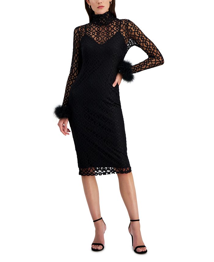 RACHEL Rachel Roy Women's Lydie Deco Lace FeatherTrim Dress Macy's