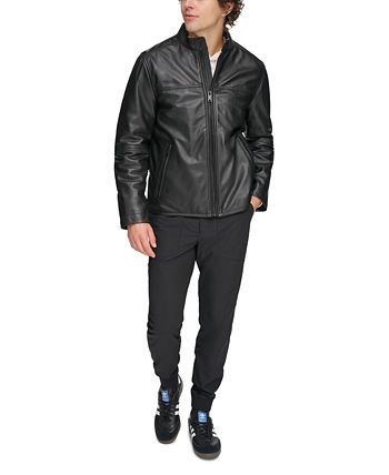 Dkny men's leather racer jacket top