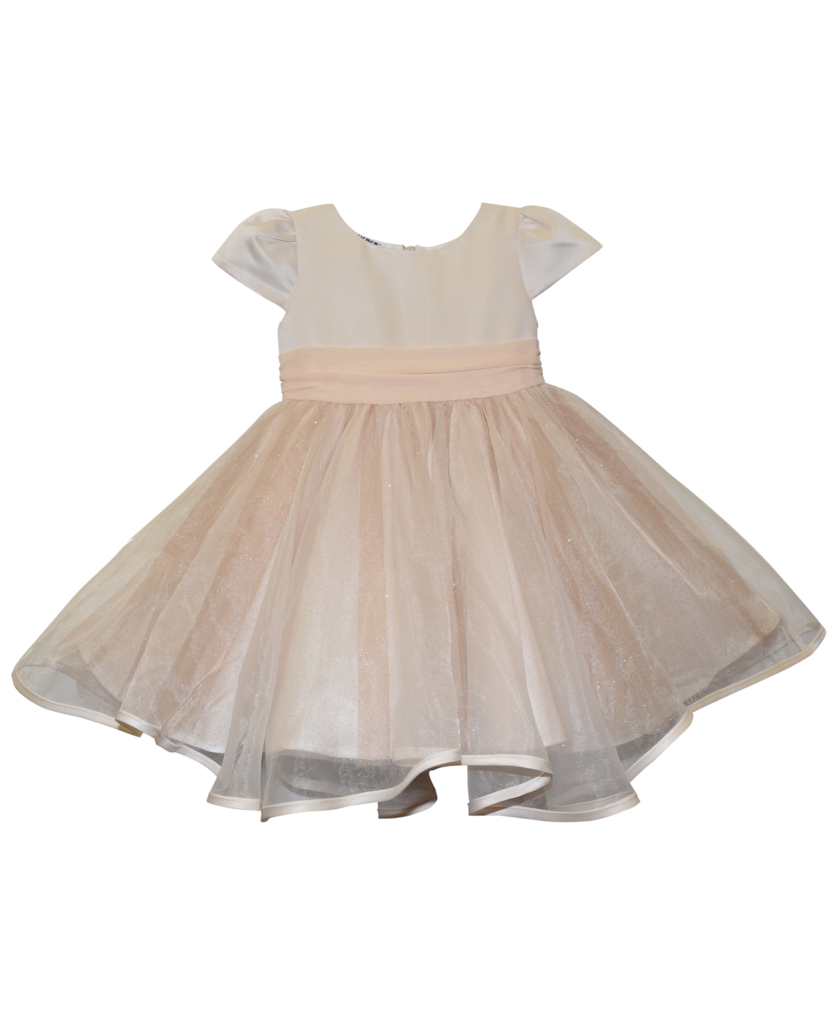 Blueberi Boulevard Baby Girls Fit-and-flare Satin And Tulle Dress In Champagne