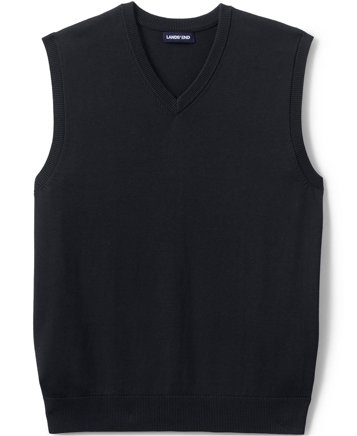 Мужской жилет Lands' End Cotton Modal Fine Gauge Sweater Vest, цвет: Чёрный — фото 4