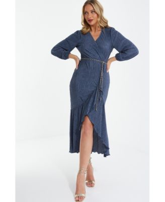 Belted wrap midi dress online