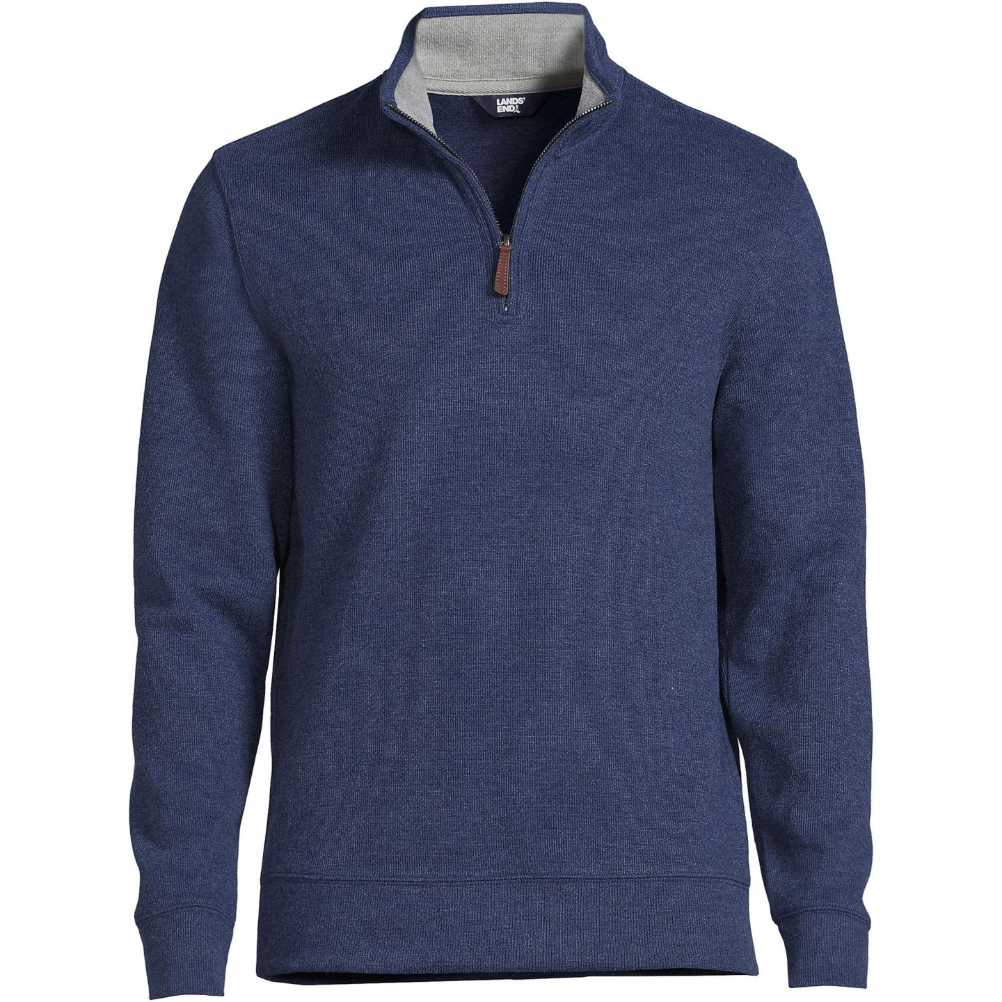Мужской свитер Lands' End Bedford Rib Quarter Zip, цвет: Джинсовый меланжевый — фото 2