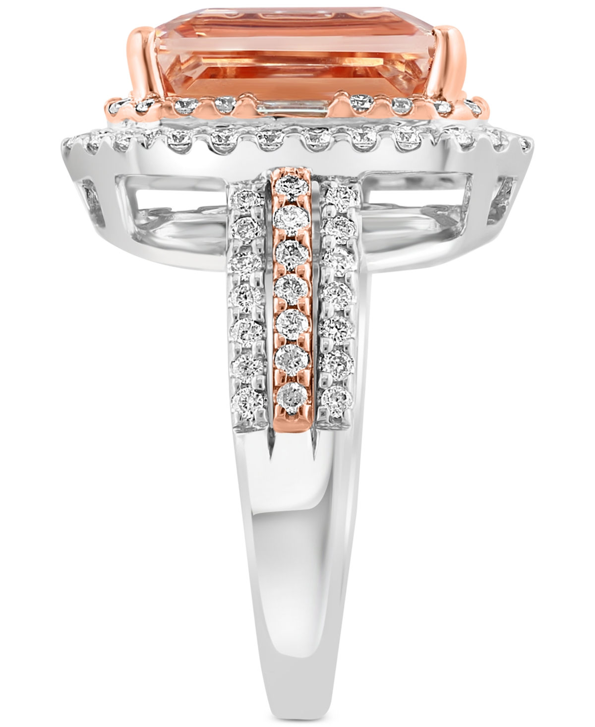 Effy Limited Edition(4-7/8 ct. t.w.) & Diamond (1 ct. t.w.) Ring in 14k White & Rose Gold - Morganite