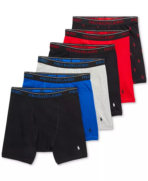 Polo Ralph Lauren Men's 5 +1 Free Bonus Pack. Classic-Fit Cotton Boxer Briefs 