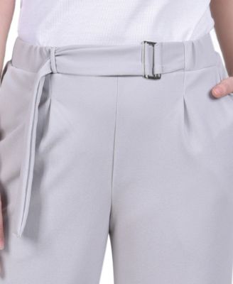 Petite Belted Scuba Crepe Pants