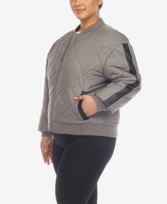 Plus Size Diamond Quilted Puffer Bomber Jacket