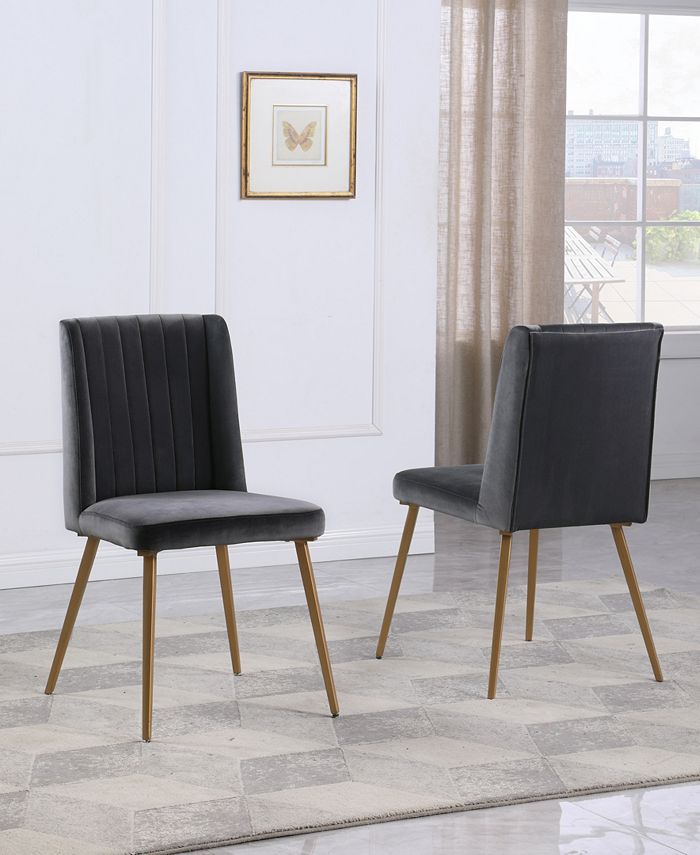 Best Master Furniture Newport 37" Velvet with Metal Legs Dining Chairs
