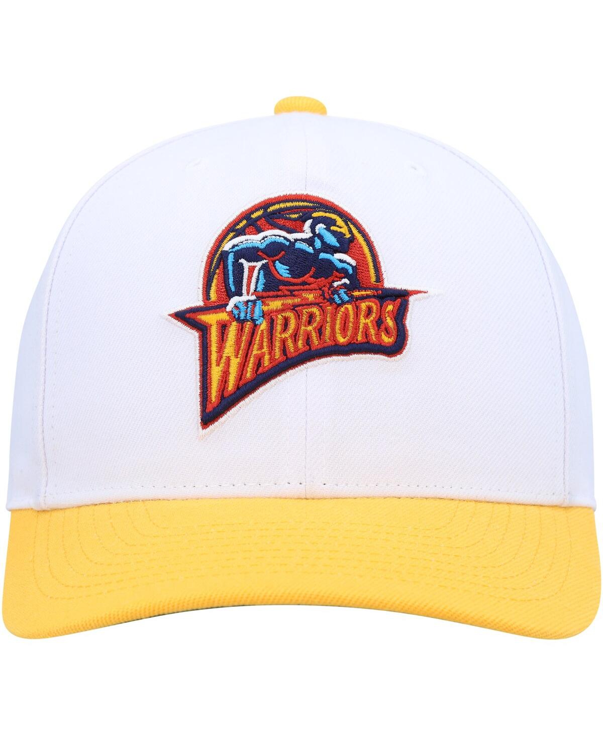 Mitchell & Ness Men's  White, Gold Golden State Warriors Hardwood Classics Core 2-tone 2.0 Pro Snapba In White,gold