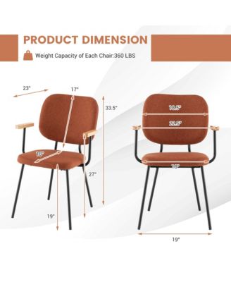 Set of 2 Modern Linen Fabric Dining Chairs Padded Kitchen Accent Armchair