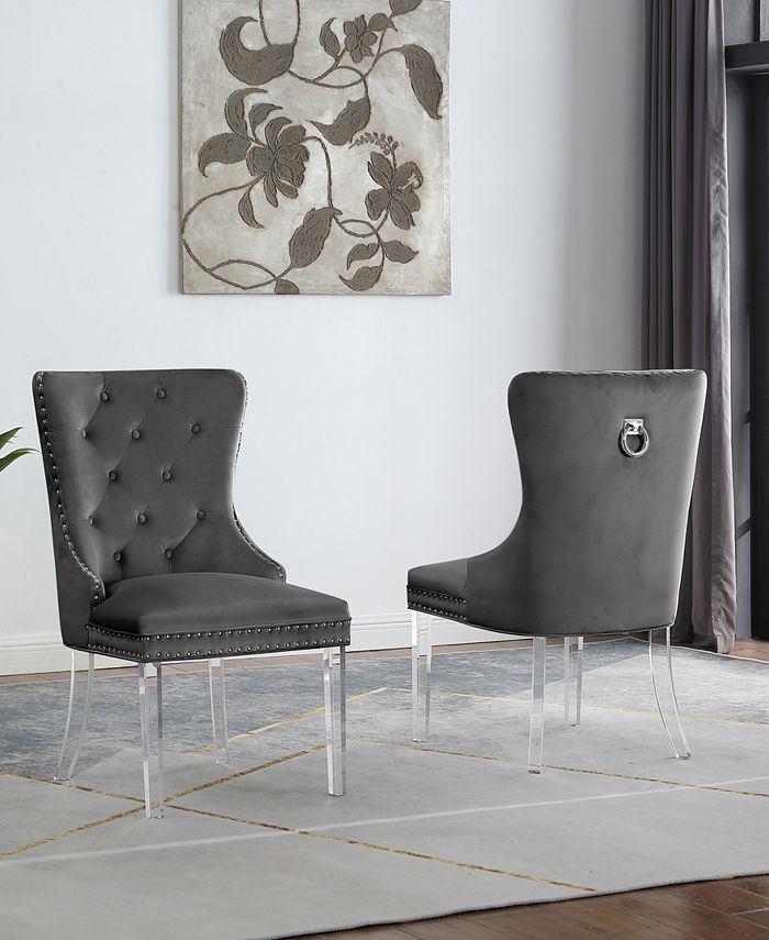 Best Master Furniture Leah 40" Velvet Tufted with Acrylic Leg Dining