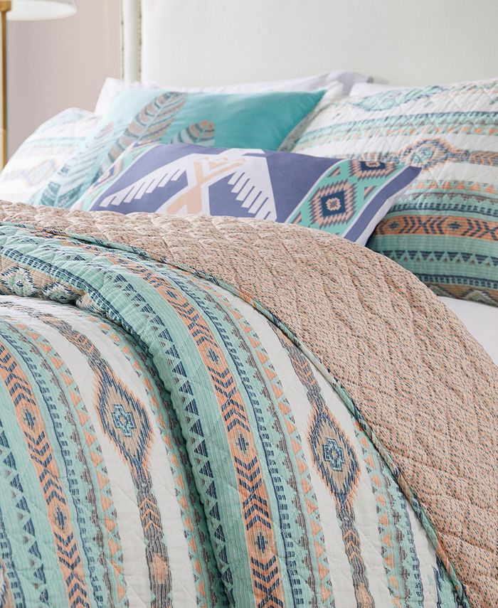 Greenland Home Fashions Maui Coastal Cotton Quilt Set W/ Bonus Pillows, 5-Piece King/Cal King