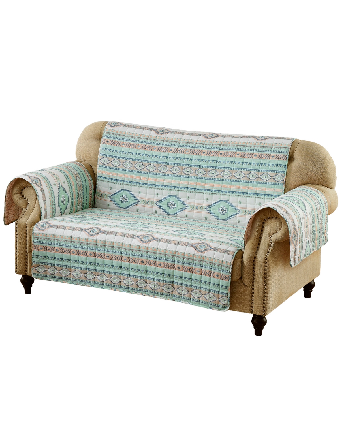 Shop Greenland Home Fashions Barefoot Bungalow Phoenix Furniture Protector, Loveseat In Turquoise