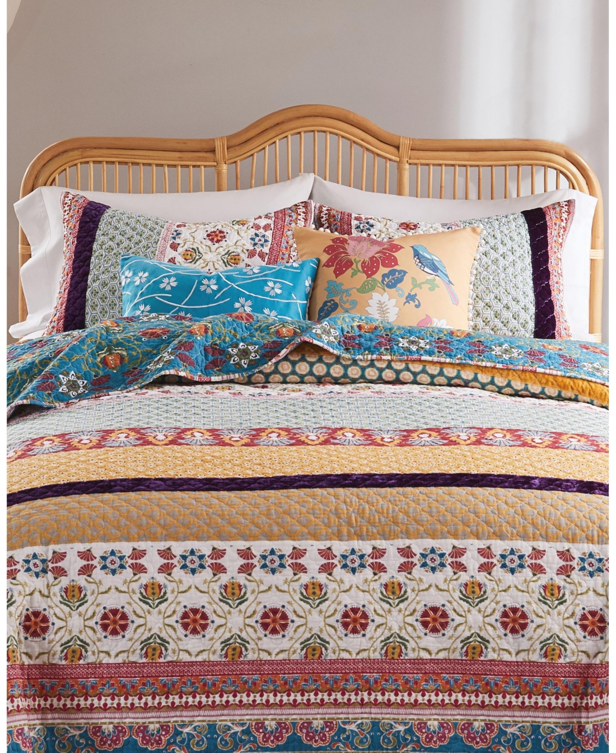 Shop Greenland Home Fashions Thalia Cotton Reversible 4 Piece Quilt Set, Twin/twin Xl In Multi