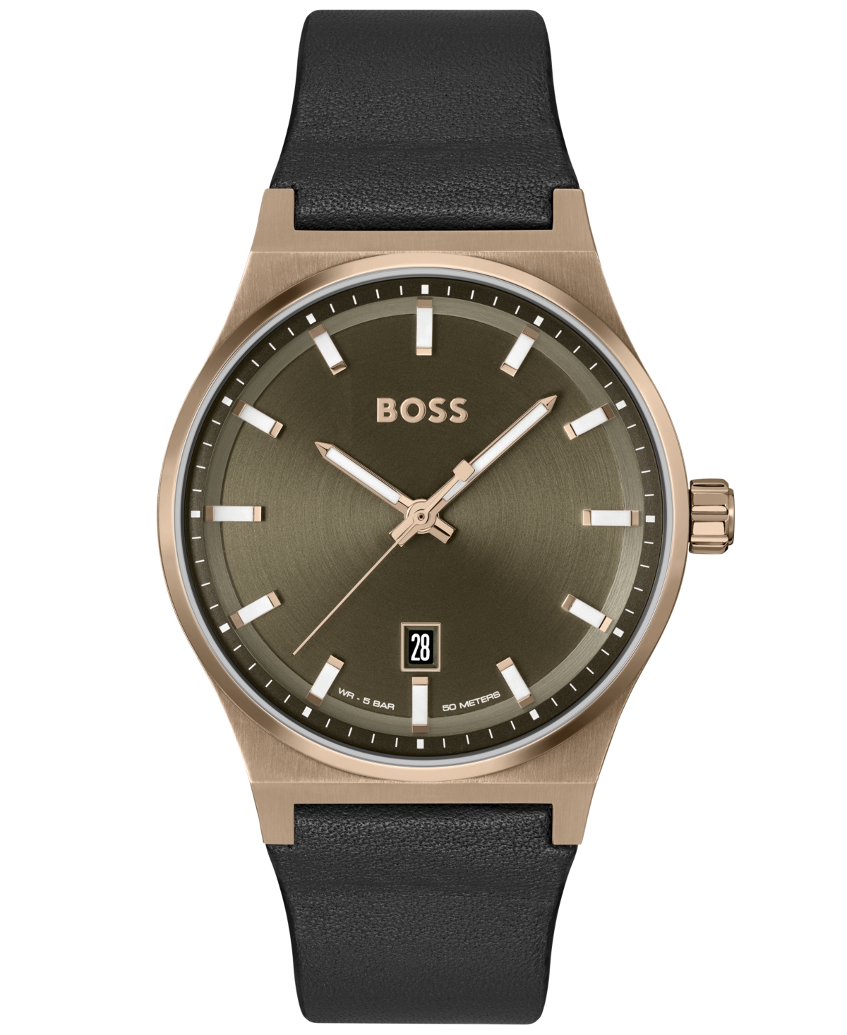 Hugo Boss Boss Men's Candor Quartz Basic Calendar Black Leather Watch 41mm