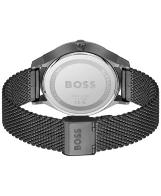 Men's Tyler Quartz Multifunction Ionic Plated Black Steel Watch 43mm