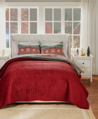 Fair Isle Velvet Reversible 2 Piece Quilt Set, Twin/Twin XL