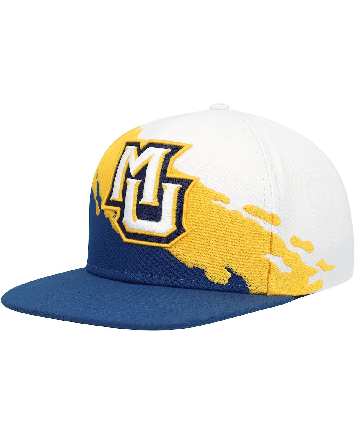 Mitchell & Ness Men's  Navy, White Marquette Golden Eagles Paintbrush Snapback Hat In Navy,white