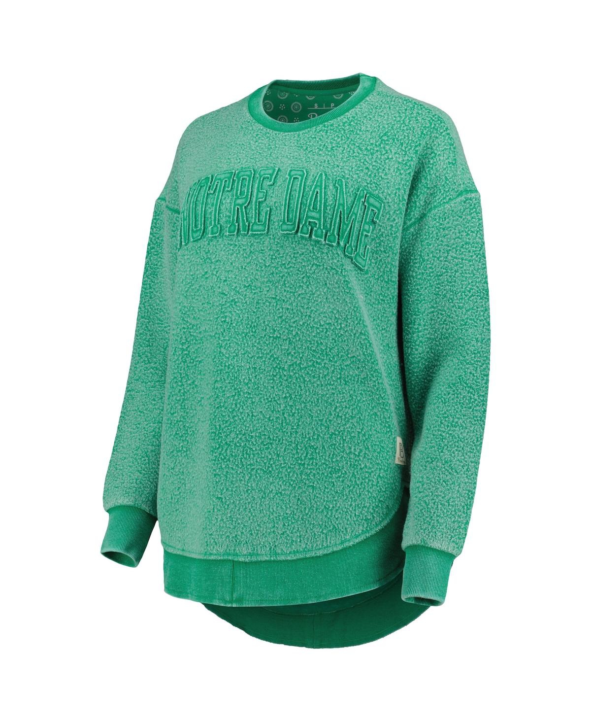 PRESSBOX WOMEN'S PRESSBOX GREEN NOTRE DAME FIGHTING IRISH PONCHOVILLE PULLOVER SWEATSHIRT 