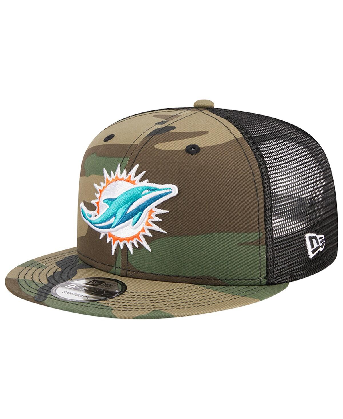 NEW ERA MEN'S NEW ERA CAMO MIAMI DOLPHINS MAIN TRUCKER 9FIFTY SNAPBACK HAT 