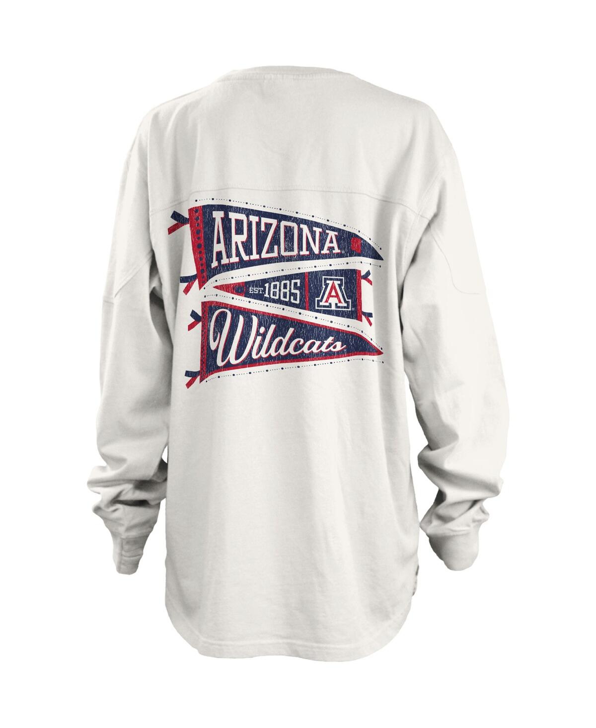 Shop Pressbox Women's  White Arizona Wildcats Pennant Stack Oversized Long Sleeve T-shirt