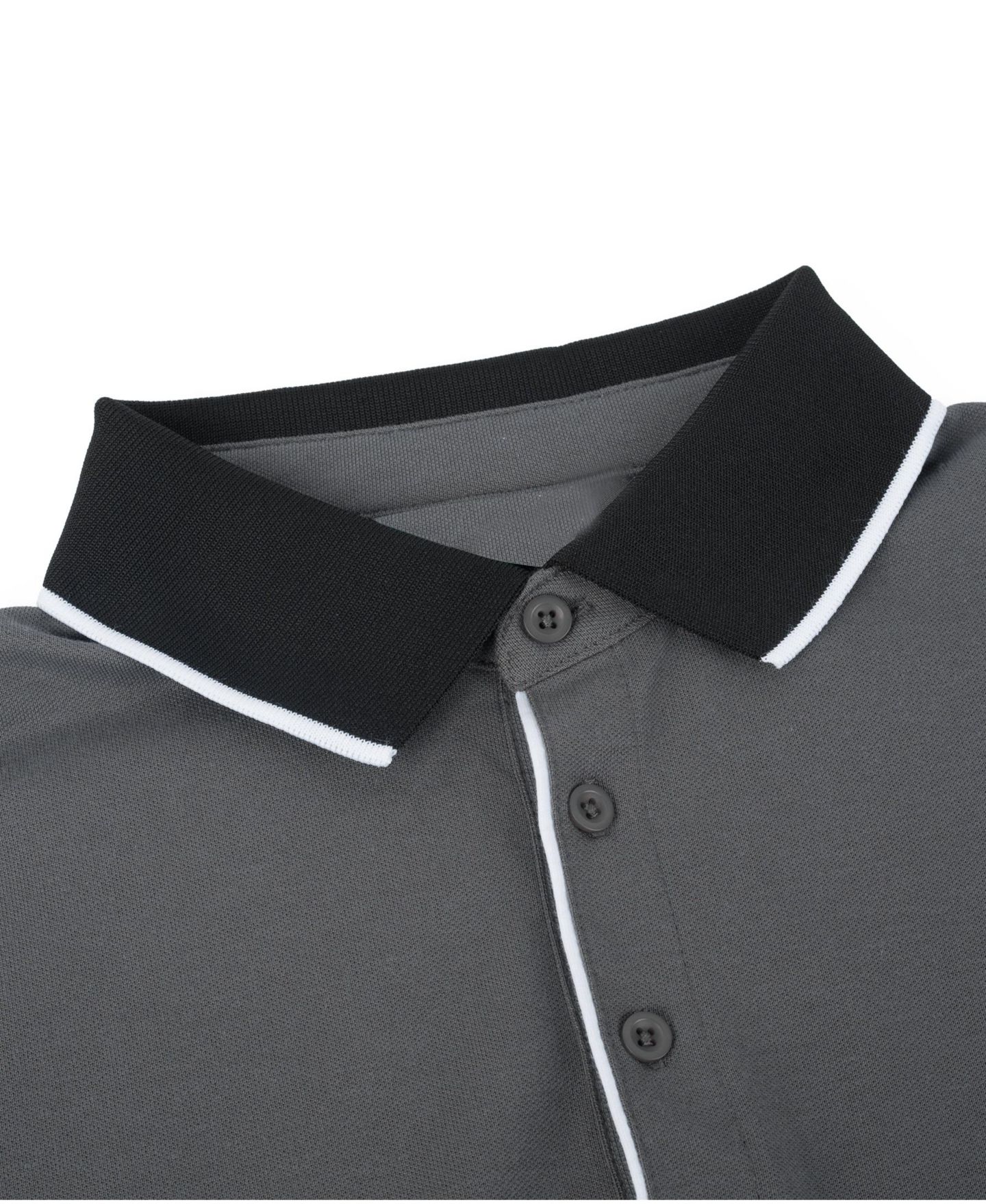Мужское поло Mio Marino Classic-Fit Cotton-Blend Pique Polo Shirt with Contrast Collar, цвет: Угольный серый — фото 4