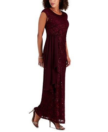 Macy's burgundy outlet lace dress