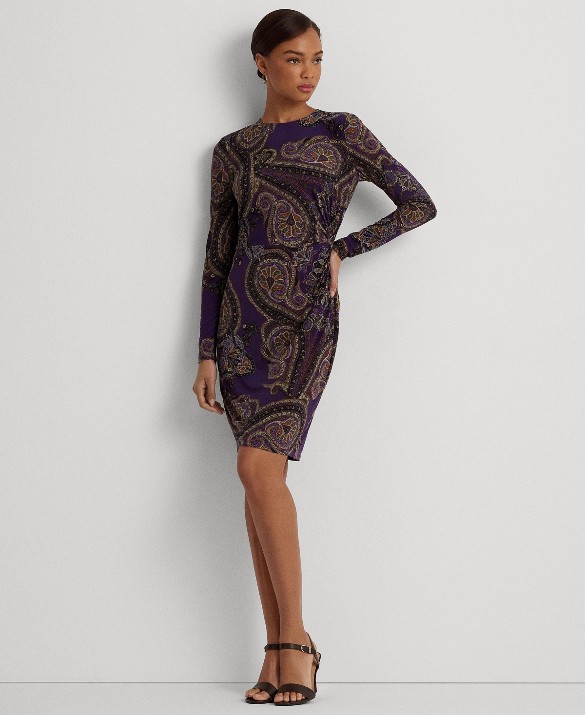 Lauren Ralph Lauren Women's Paisley Twist-front Stretch Jersey Dress In  Purple Multi | ModeSens