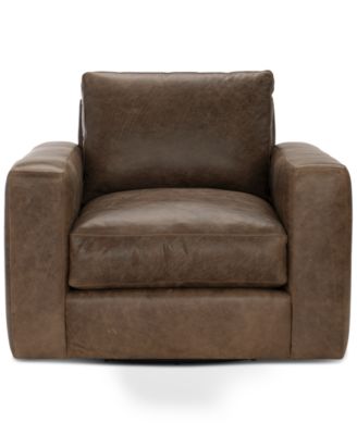 Dawkins 38" Leather Swivel Chair, Created for Macy's