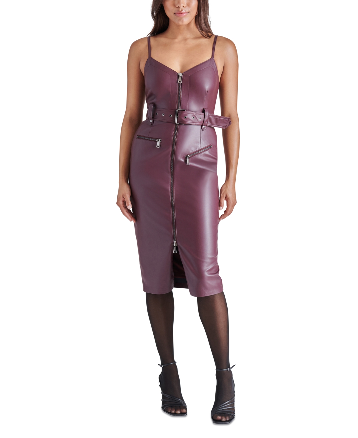 Steve Madden Women's Levina Belted Faux-leather Dress In Cordovan | ModeSens
