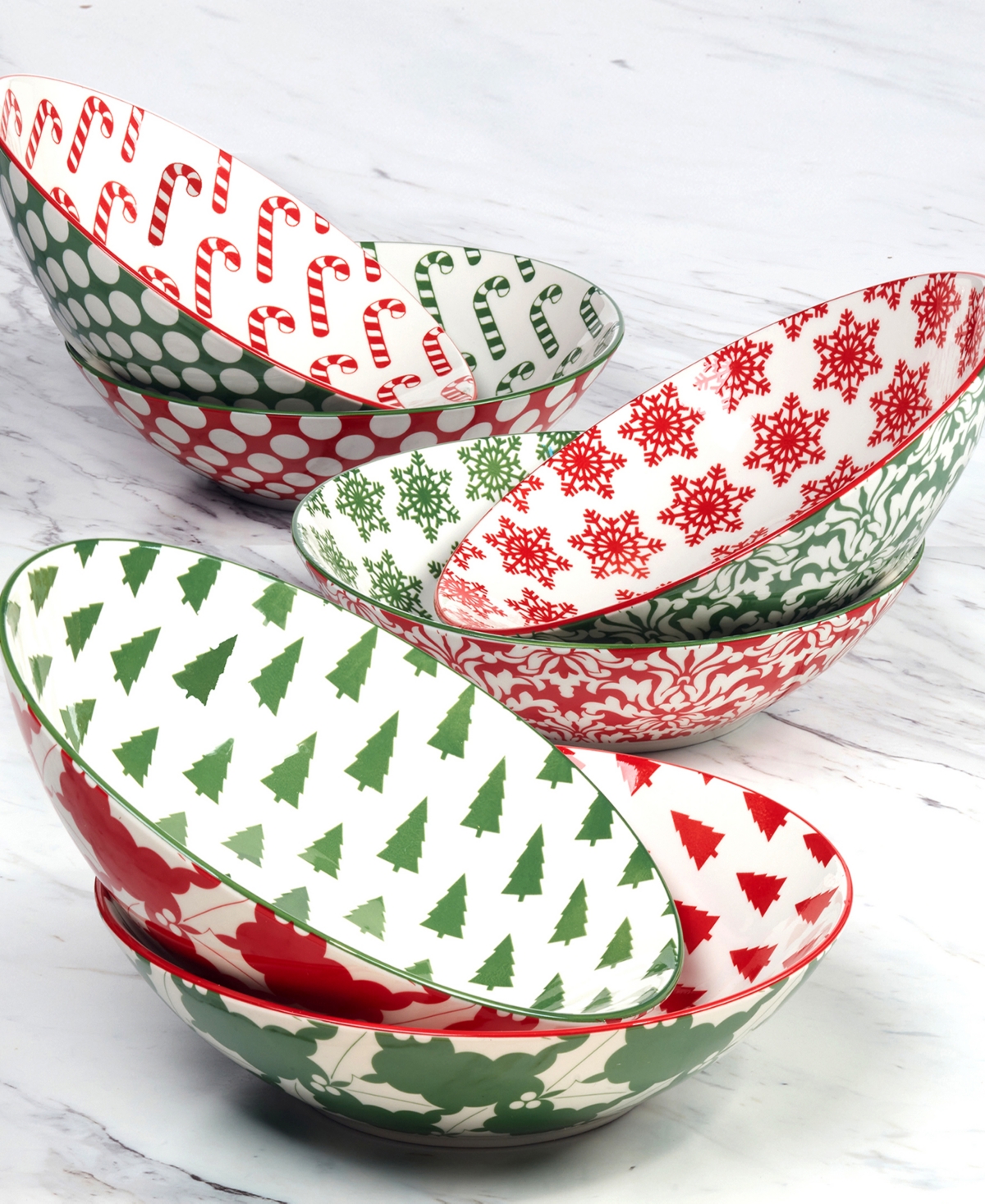 Certified International Winter Medley 40 oz Soup Bowls Set Of 6, Service For 6 In Multi
