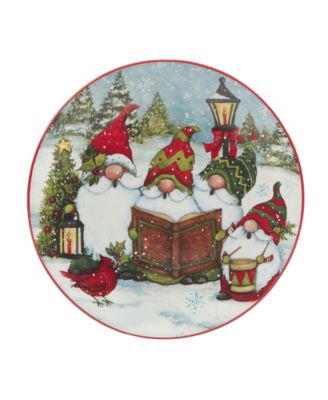 Christmas Gnomes 9" Dessert Plates Set of 4, Service for 4
