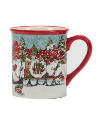 Christmas Gnomes 16 oz Mugs Set of 4, Service for 4