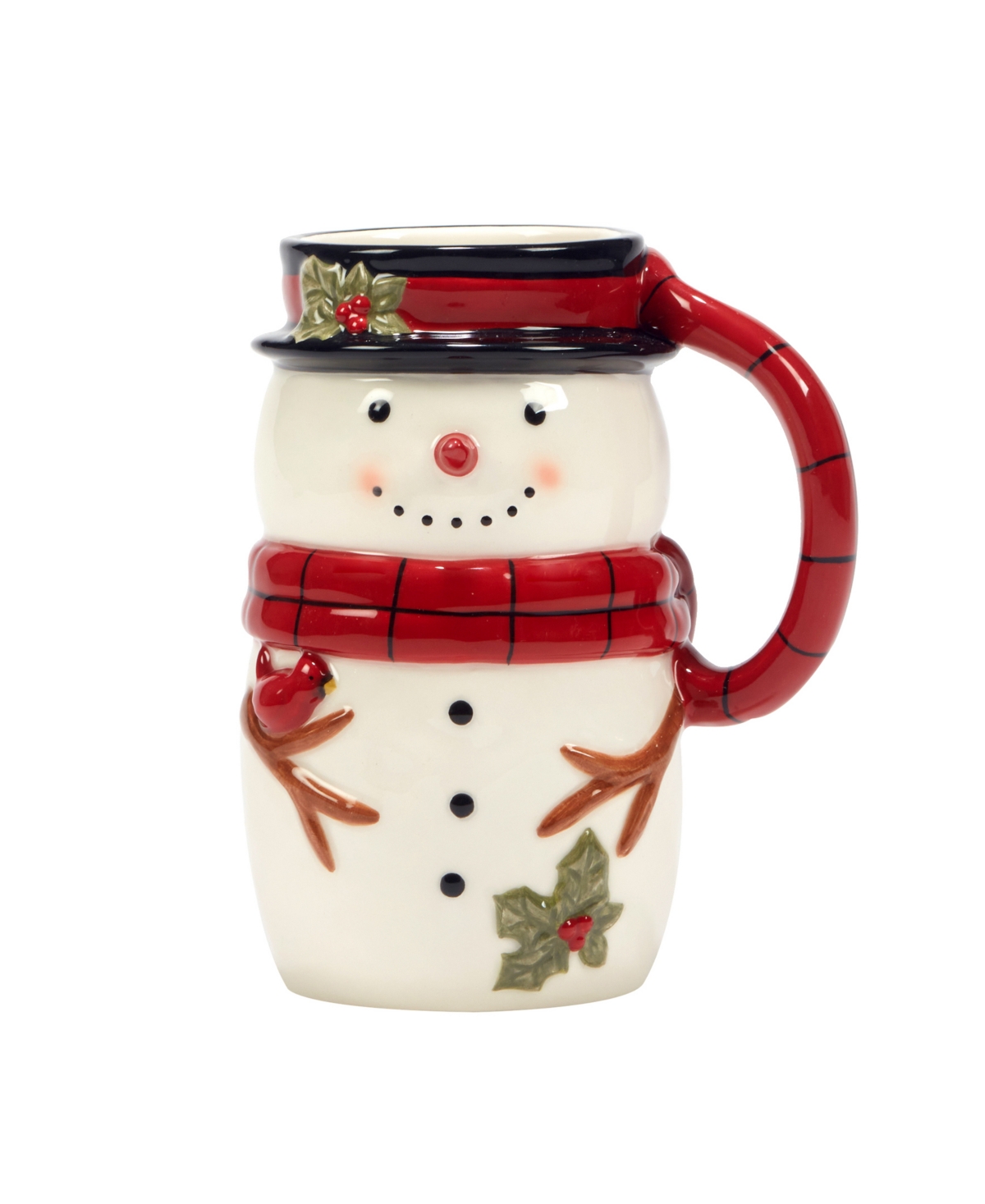 Certified International Joy Of Christmas 18 oz 3-d Snowman Mugs Set Of 4 In Red
