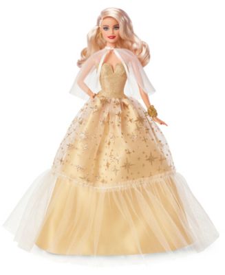 Barbie Signature 2023 Holiday Collector Doll with Golden Gown and Blonde  Hair - Macy's