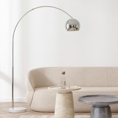 Olivia LED Contemporary Arc Floor Lamp with Heavy-Weighted Marble Base (75"), Bulb Included