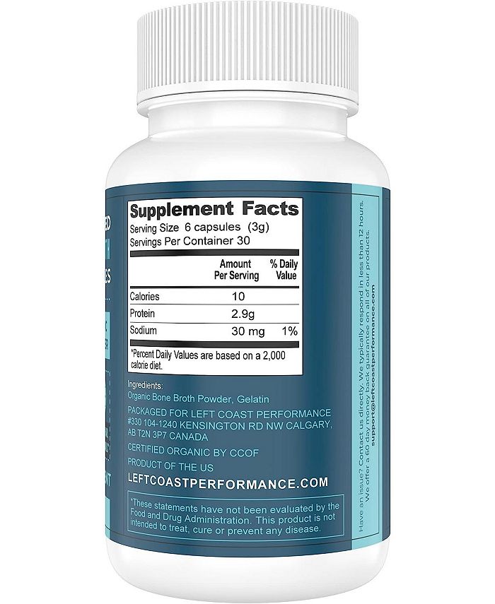 Left Coast Performance GrassFed Bone Broth Capsules with Collagen from