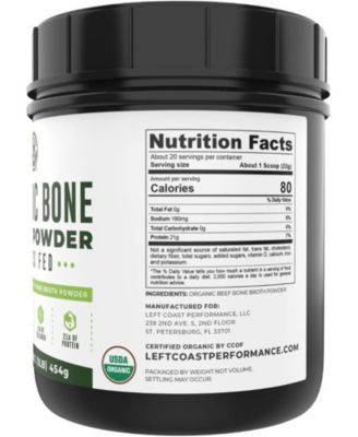 Organic Bone Broth Protein, Left Coast Performance, Unflavored, 16oz