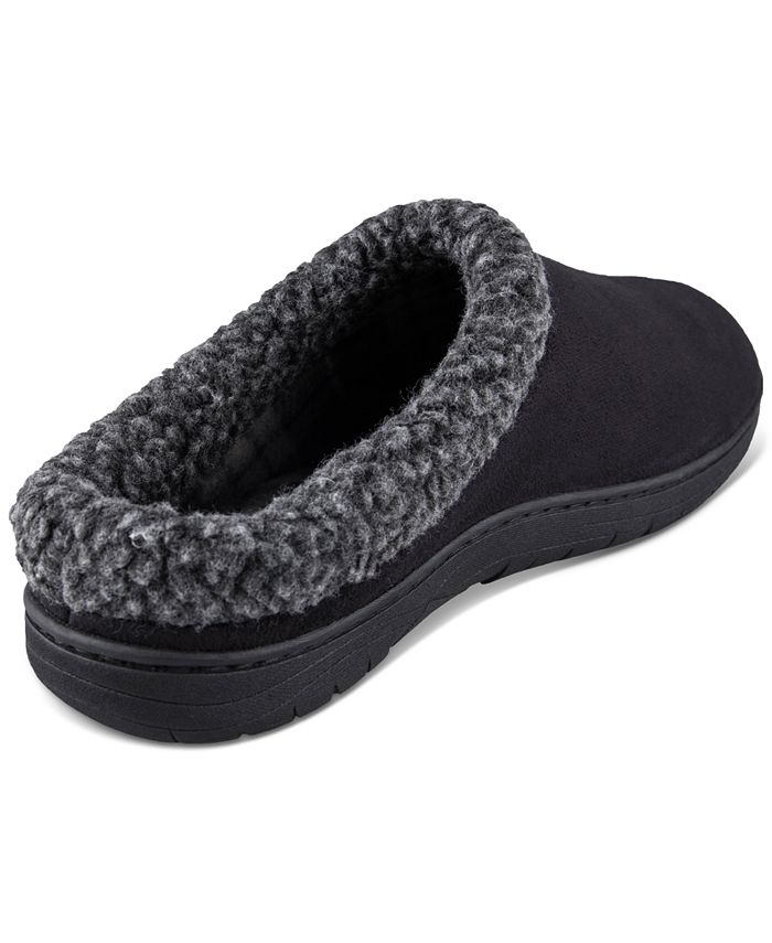 Haggar Men's Faux-Suede Rolled-Collar Clog Slippers - Macy's