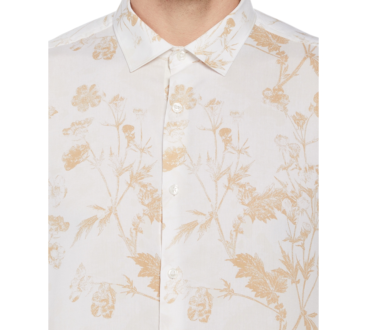 Shop Perry Ellis Men's Soft Floral-print Shirt In Travertine