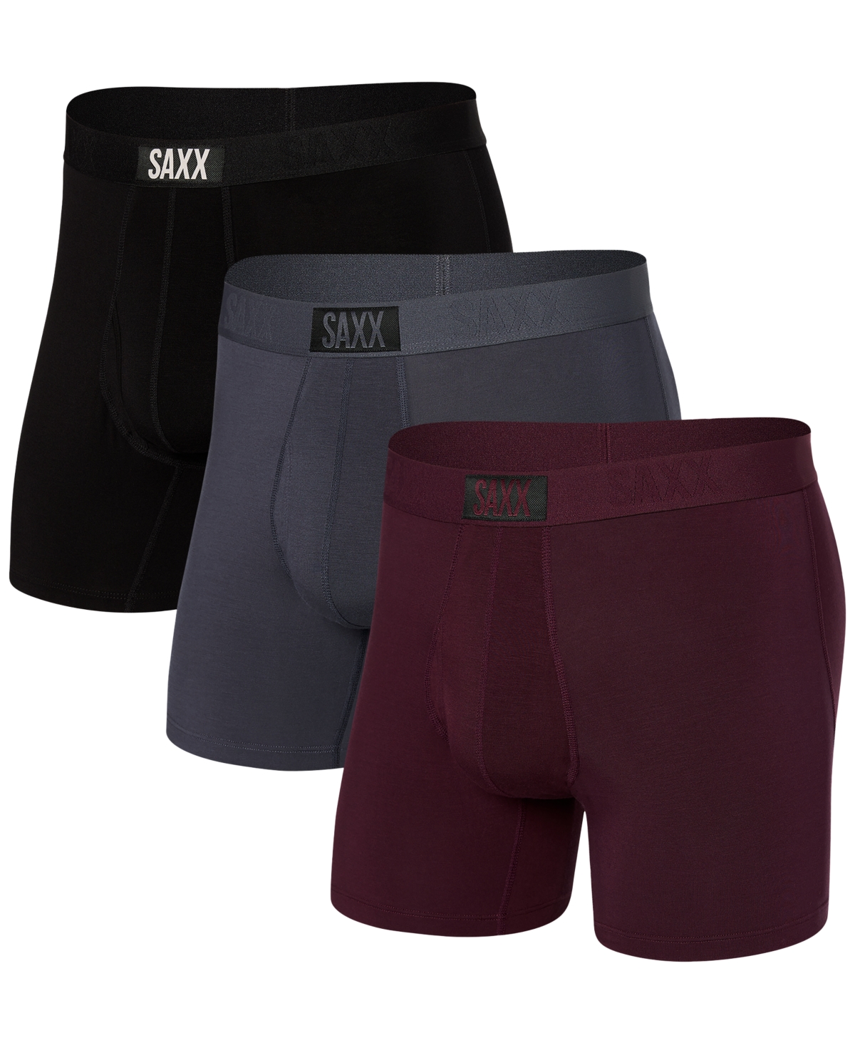 Men's Ultra Super Soft Relaxed Fit Boxer Briefs â 3PK - Burnt Plum/turbulence/blk