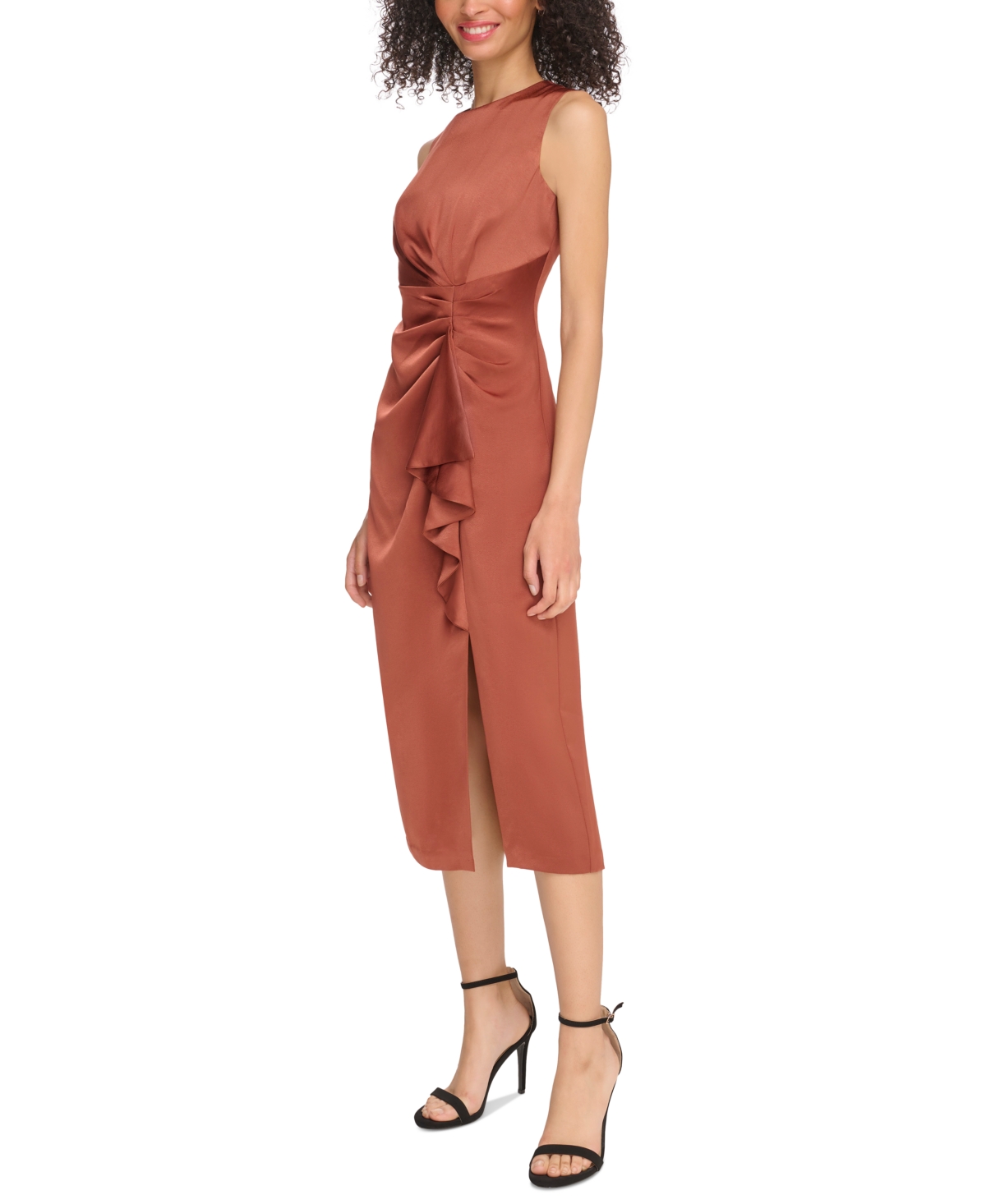Vince Camuto Women's Satin Tuck-Waist Midi Dress
