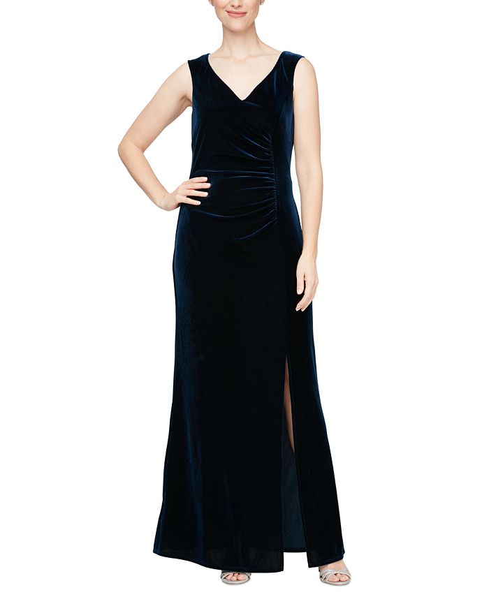 Macy's blue clearance velvet dress