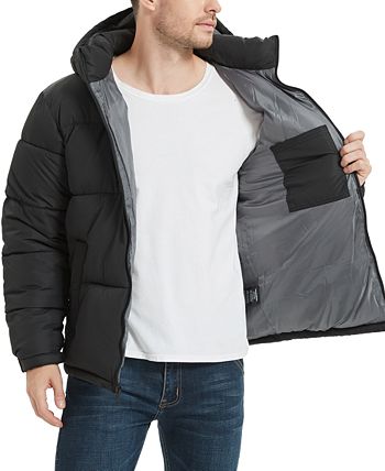 Men's Quilted Zip Front Hooded Puffer Jacket