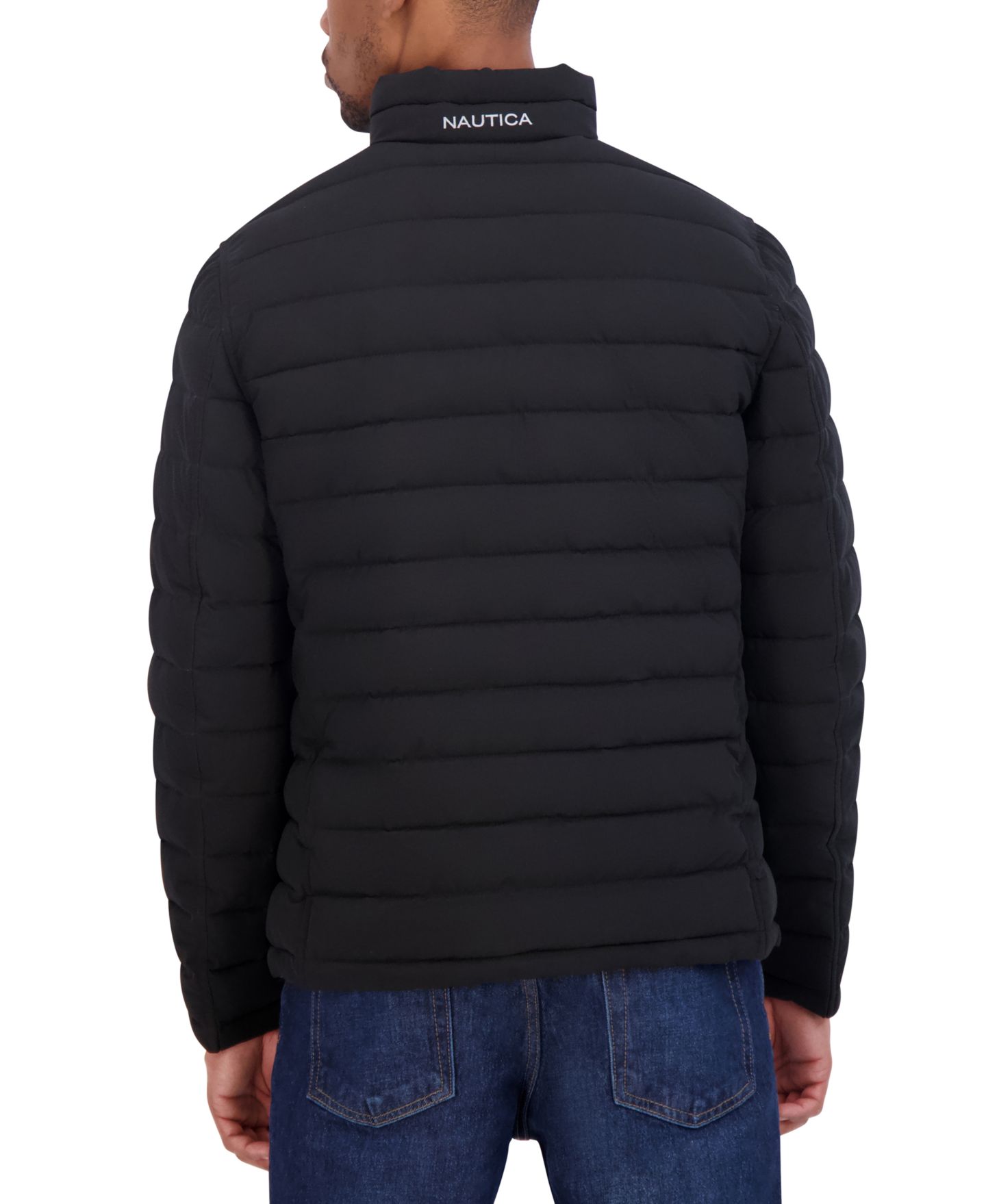 Мужская куртка Nautica Reversible Quilted Puffer, цвет: Чёрный / Серый — фото 2