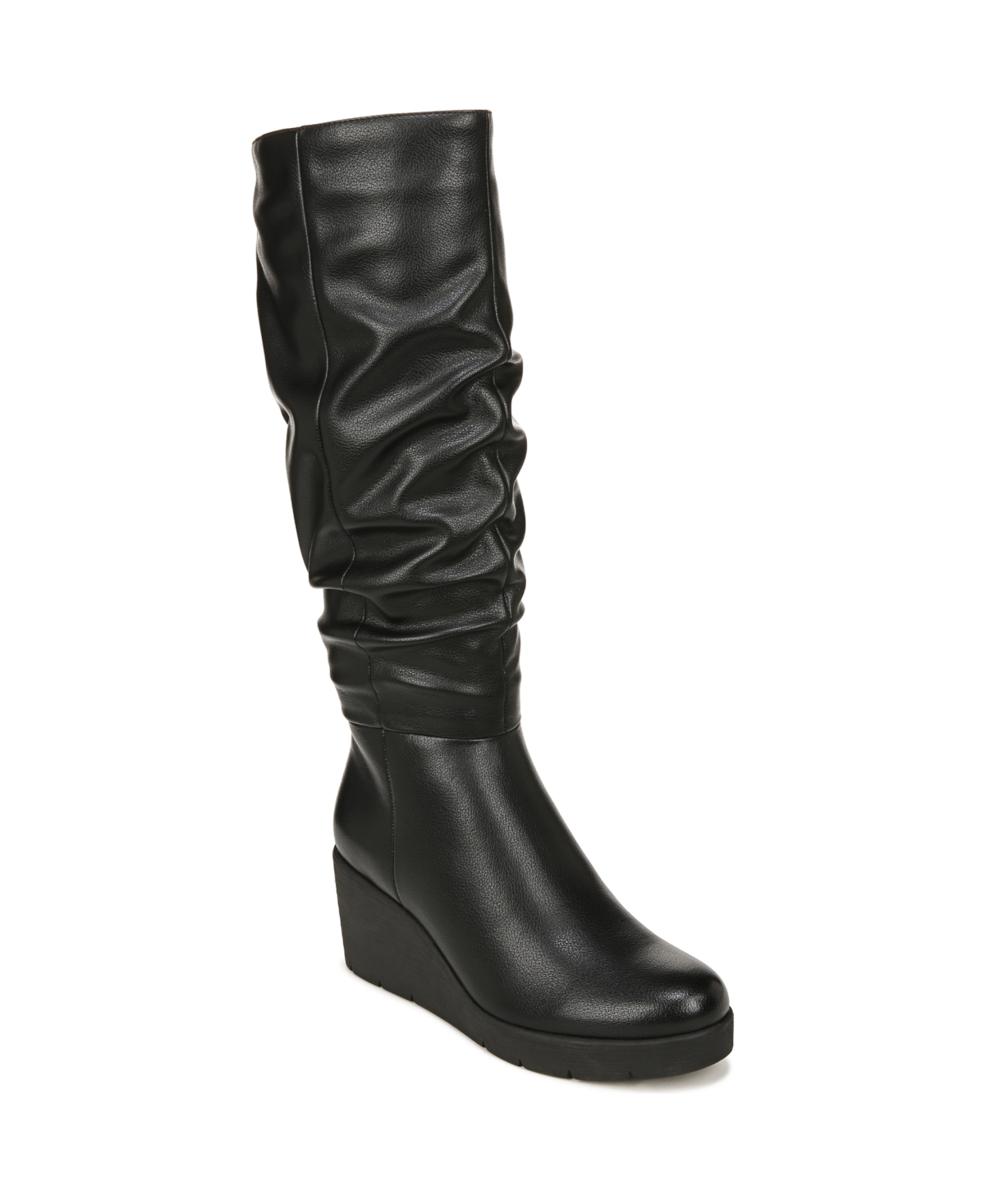 Shop Soul Naturalizer Aura Ruched Wedge Boots In Black Tumbled Faux Leather
