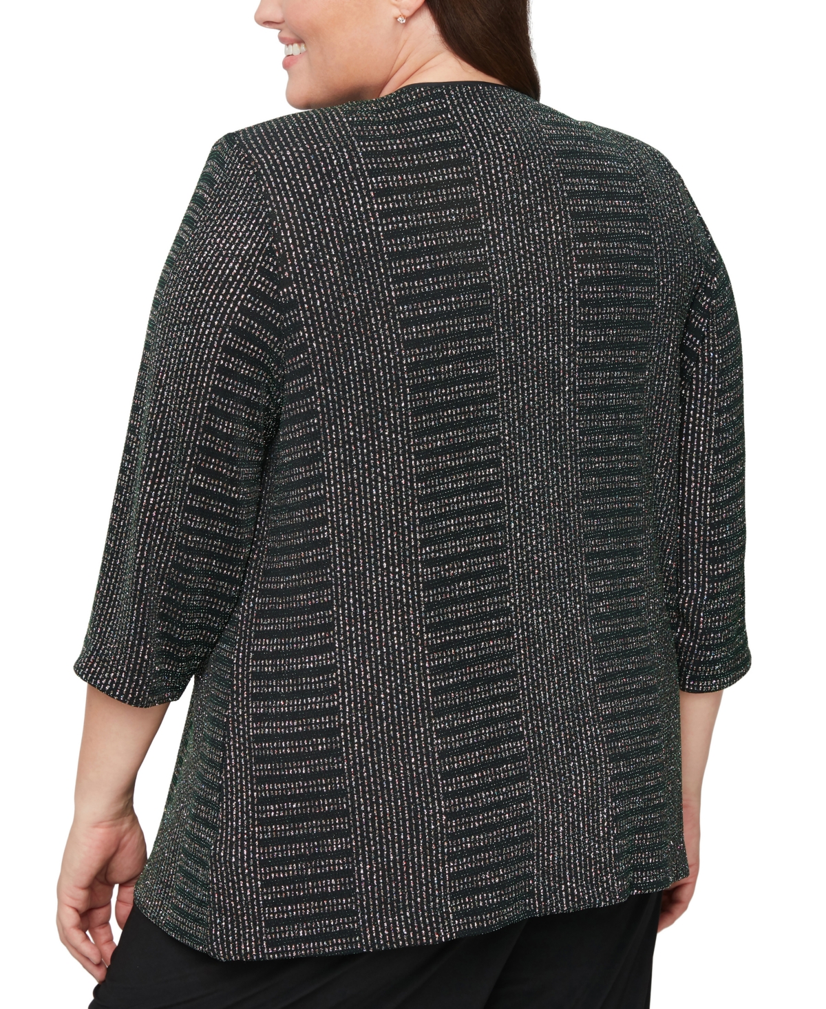 Alex Evenings Plus Metallic-Knit Tank and Jacket Set