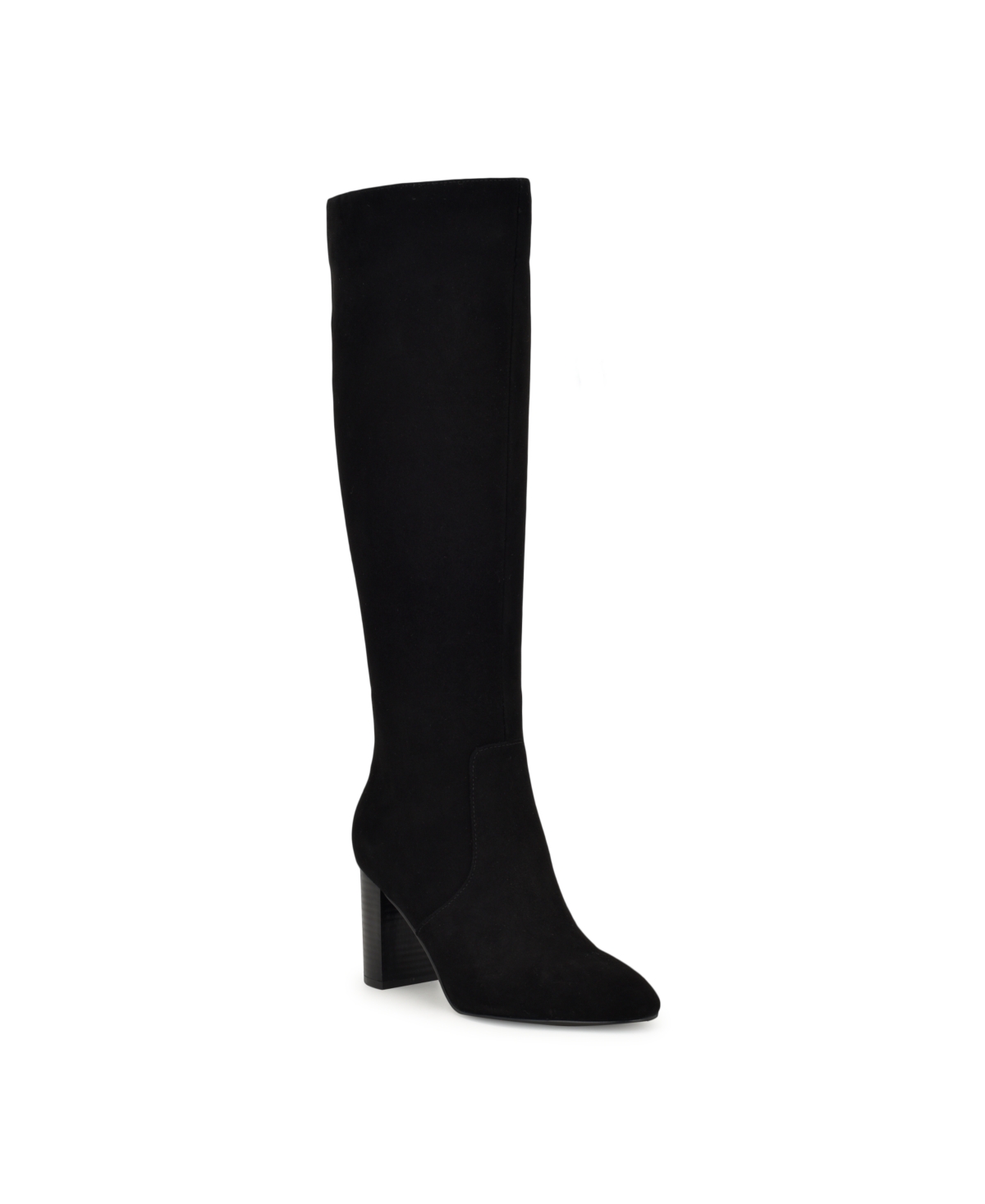 Nine West Women's Temas Square Toe Block Heel Dress Boots In Black Suede